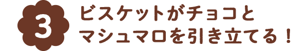 [3]ビスケットがチョコと マシュマロを引き立てる！