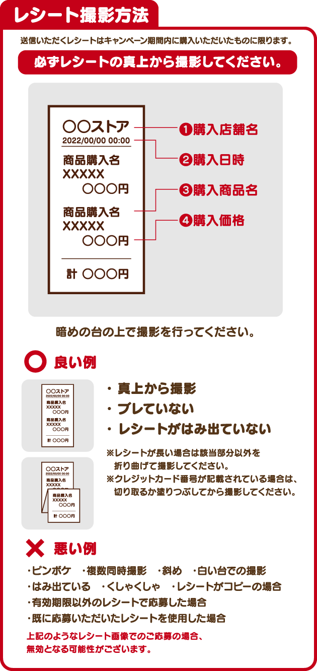 レシート撮影方法