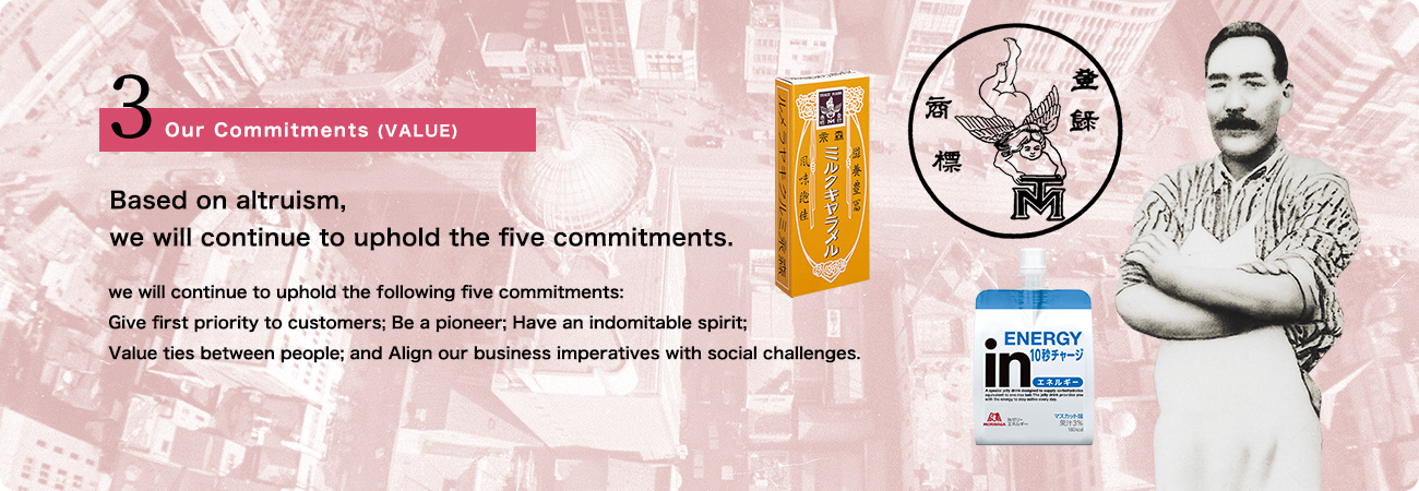 3.Our Commitments (VALUE) Based on altruism, we will continue to uphold the five commitments.