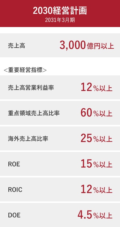 2030経営計画 2031年3月期