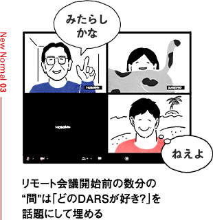 リモート会議開始前の数分の”間“は｢どのDARSが好き？｣を 話題にして埋める