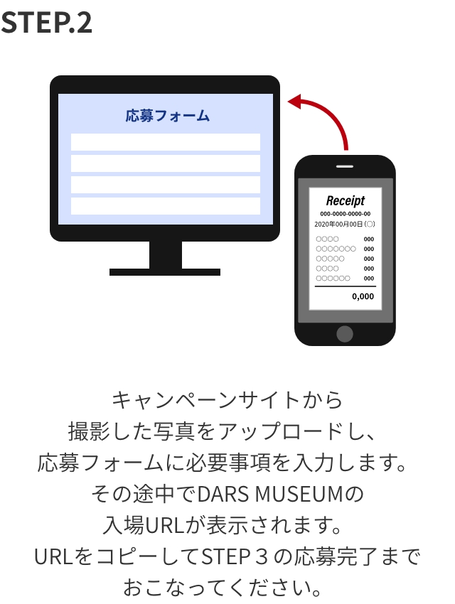 STEP.2 キャンペーンサイトから撮影した写真をアップロードし、応募フォームに必要事項を入力します。