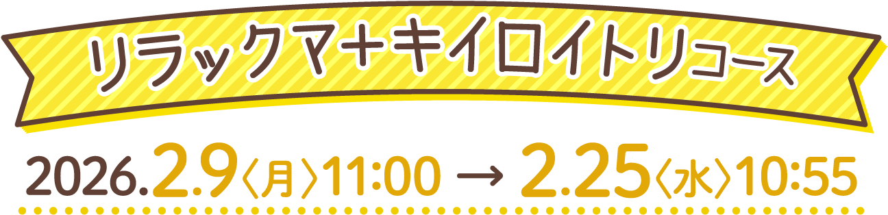 リラックマ＋キイロイトリコース 2026.2.9〈月〉11:00 → 2.25〈水〉10:55
