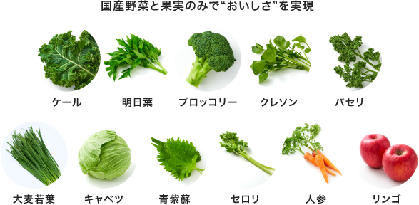 国産野菜と果実のみで“おいしさ”を実現