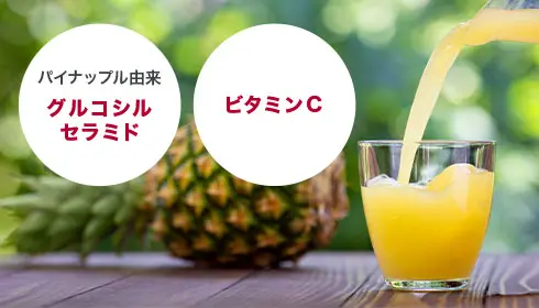 グルコシルセラミド、ビタミンCを配合