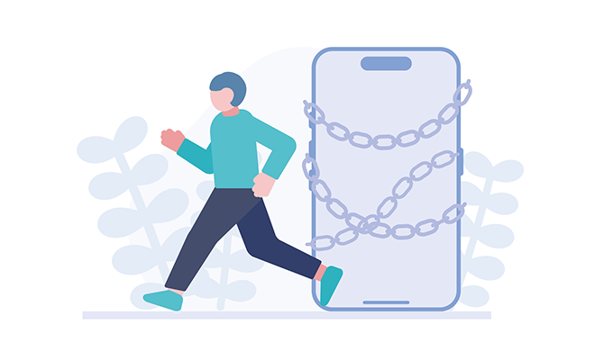 デジタルデトックスする男性のイラスト