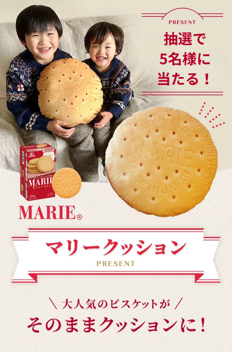 抽選で5名様に当たる！ マリークッション 大人気のビスケットがそのままクッションに！