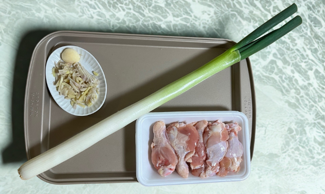 もち麦入り参鶏湯の材料