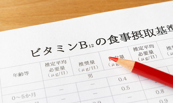 ビタミンB12の食事摂取基準の紙