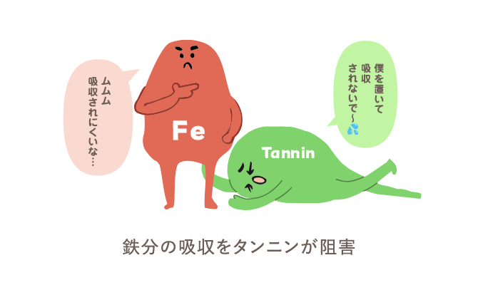 鉄分の吸収をタンニンが阻害