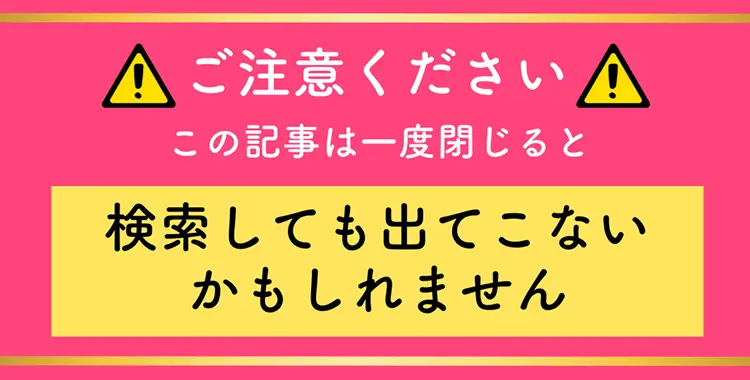 ご注意ください この記事は一度閉じると検索しても出てこないかもしれません