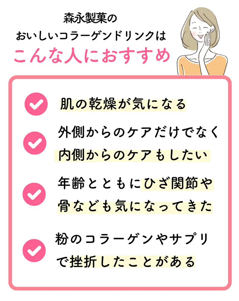 森永製菓のおいしいコラーゲンドリンクはこんな人におすすめ