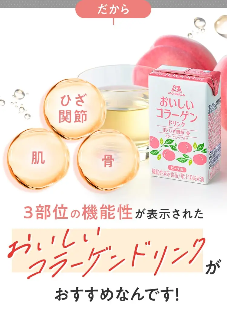 3部位の機能性が表示されたおいしいコラーゲンドリンクがおすすめなんです！