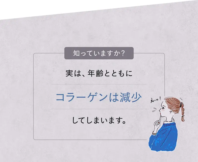 知っていますか？実は、年齢とともにコラーゲンは減少しています。