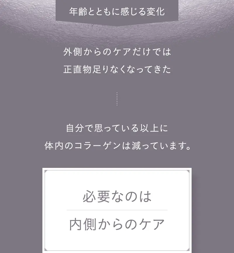 年齢とともに感じる変化 必要なのは内側からのケア