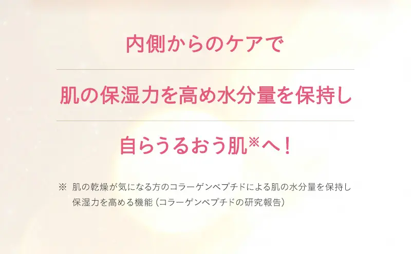 内側からのケアで肌の保湿力を高め水分量を保持し自らうるおう肌へ！