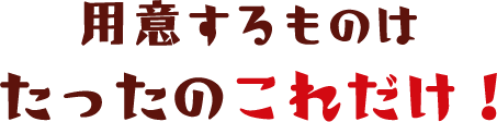 用意するものはたたのこれだけ！