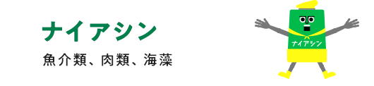 ナイアシン 魚介類、肉類、海藻