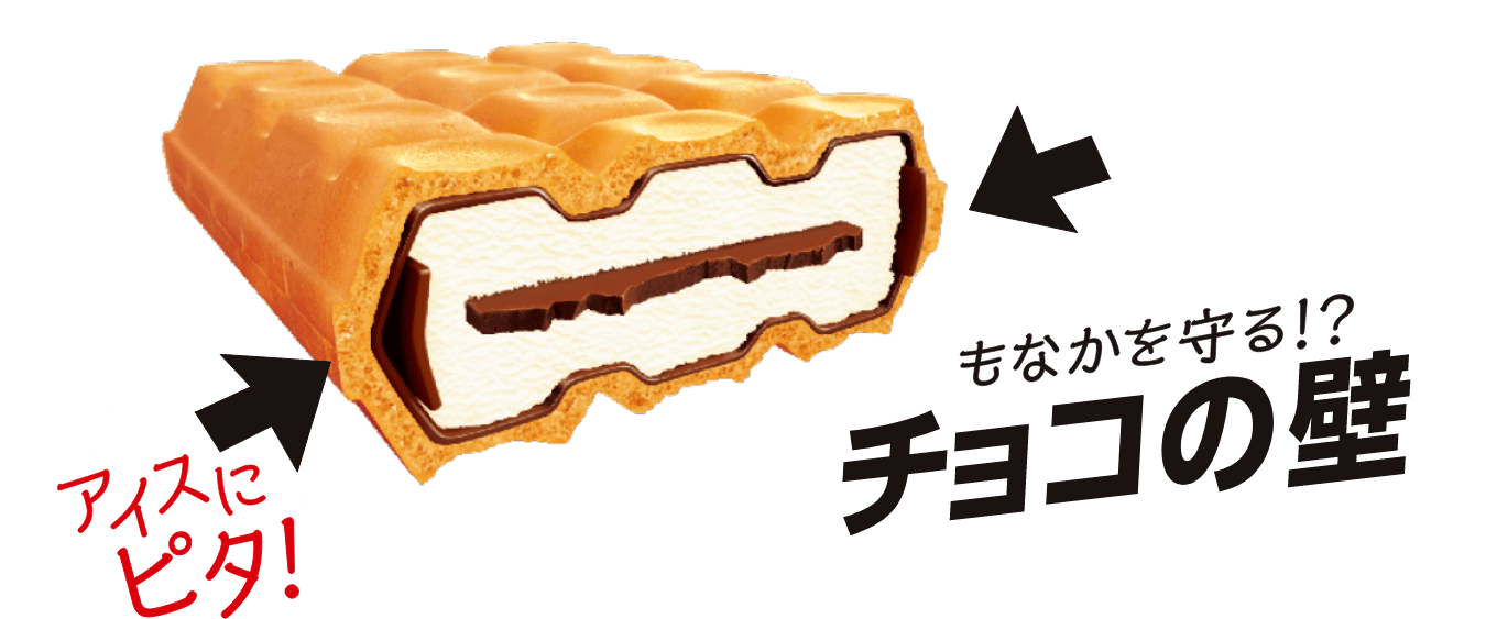 アイスにピタ! 新登場!モナカを守る!?チョコの壁