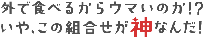 外で食べるからウマいのか!?いや、この組合せが神なんだ!