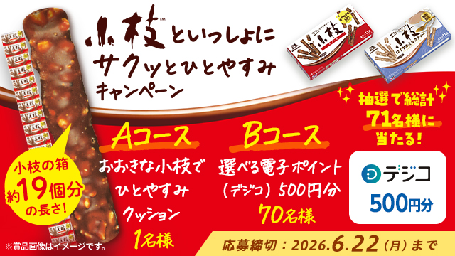 小枝といっしょにサクッとひとやすみプレゼントキャンペーン