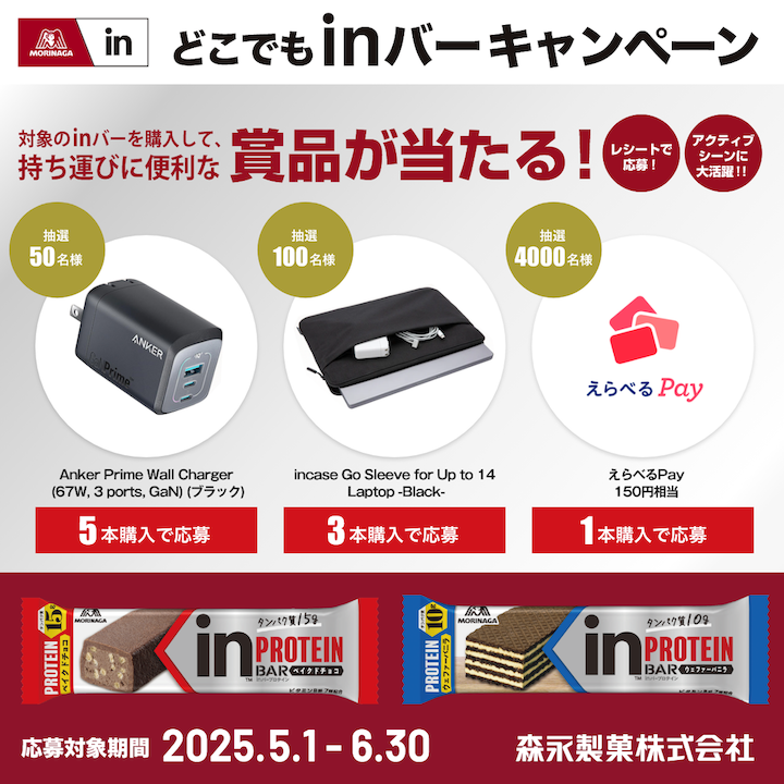 森永inバー購入で豪華賞品が当たる！どこでもinバーキャンペーン開催中