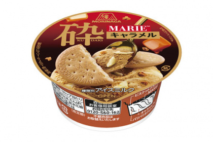 マリービスケットを割って砕いて食べる！食感体験型カップアイスに