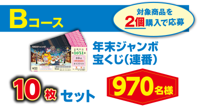 Bコース：年末ジャンボ宝くじ（連番）10枚セット 970名様 対象商品を2個購入で応募